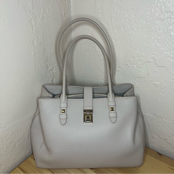 Furla Handbags - Furla Joann Pebbled Leather Tote Bag - Pink/Beige